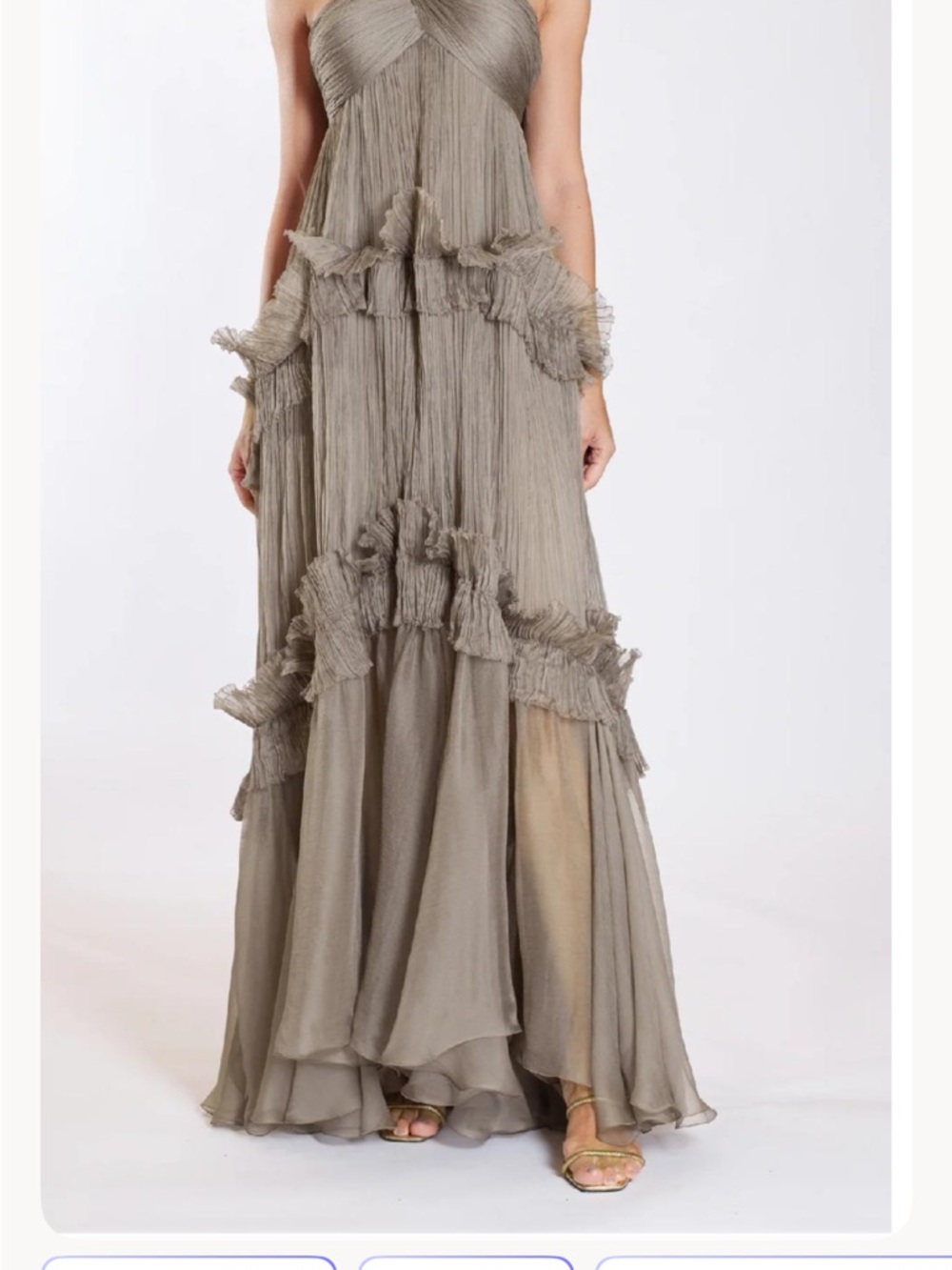 Strapless Ruffle Tiered Maxi Dress in Taupe